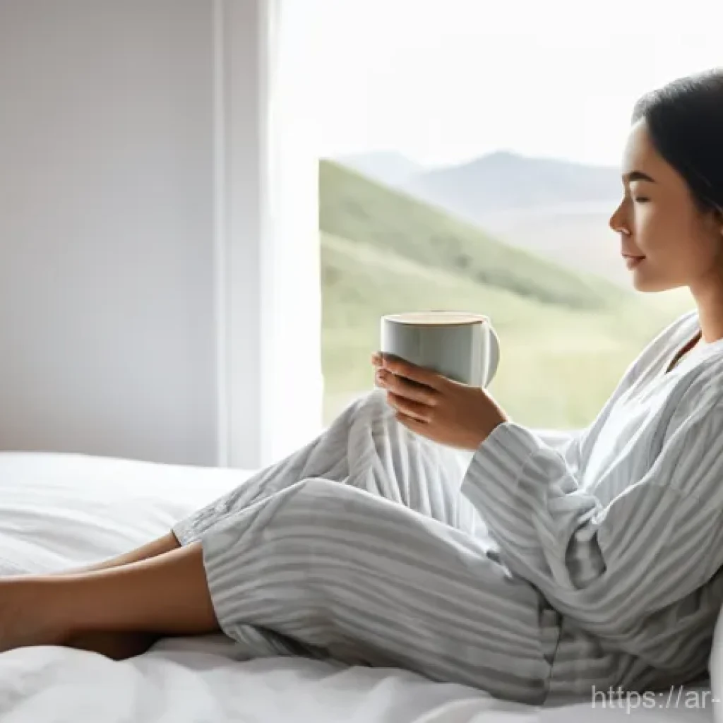 행복을 위한 나만의 루틴 만들기 - **Prompt:** A serene and minimalist bedroom in the soft glow of early morning sunlight. A person in ...