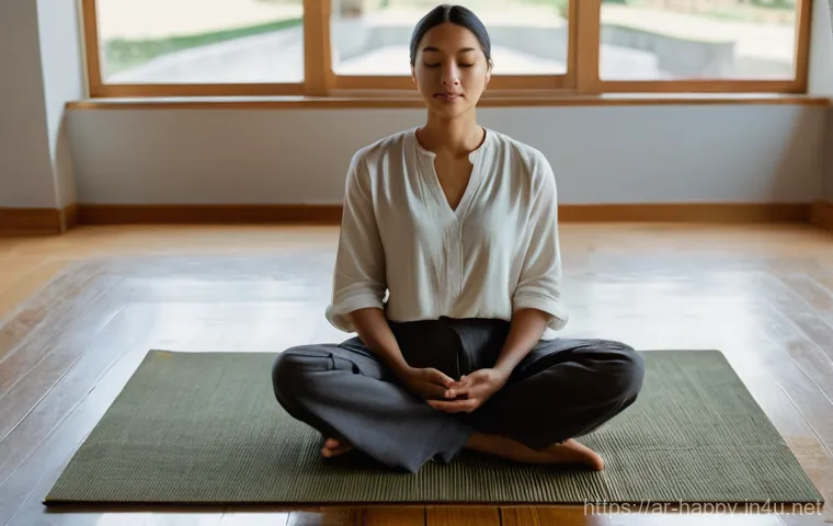 행복을 위한 나만의 루틴 만들기 - **Prompt:** A serene and minimalist bedroom in the soft glow of early morning sunlight. A person in ...